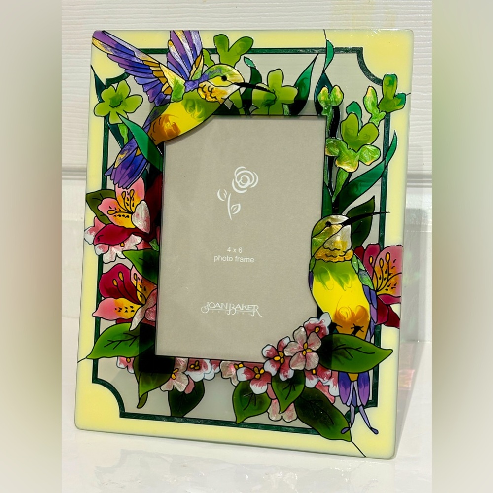 Joan Baker Hand painted Glass Picture Frame